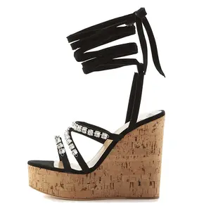 Crystal High Heel Platform Shoes Wedge Sandals For Women