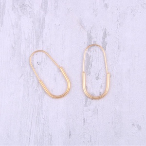 Luxury Women Stainless Steel Oval <strong>Safety</strong> <strong>Pin</strong> Boha Magnetic Plain Hoop <strong>Earrings</strong> - Product Image 3