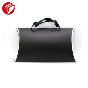 Custom Shopping Bags Black Paper Pillow Bag Packaging Gift Box with Handle