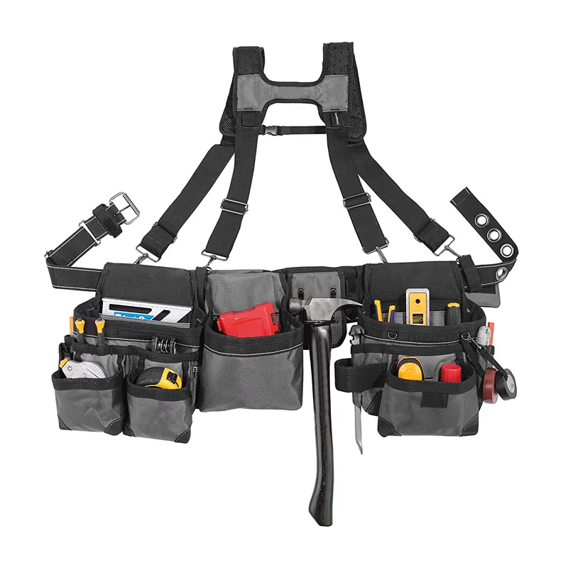 Adjustable Waist Tool Bag Belt , Durable Tool Bag Set with suspenders
