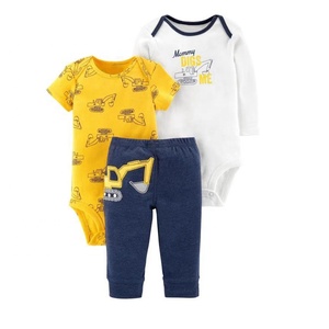 Bán Buôn Chất Lượng Cao Bé Mùa Hè Cotton Romper <span class=keywords><strong>Set</strong></span> Quần Áo Trẻ Sơ Sinh 3 Cái Bodysuit <span class=keywords><strong>Pant</strong></span> <span class=keywords><strong>Set</strong></span> - Product Image 4