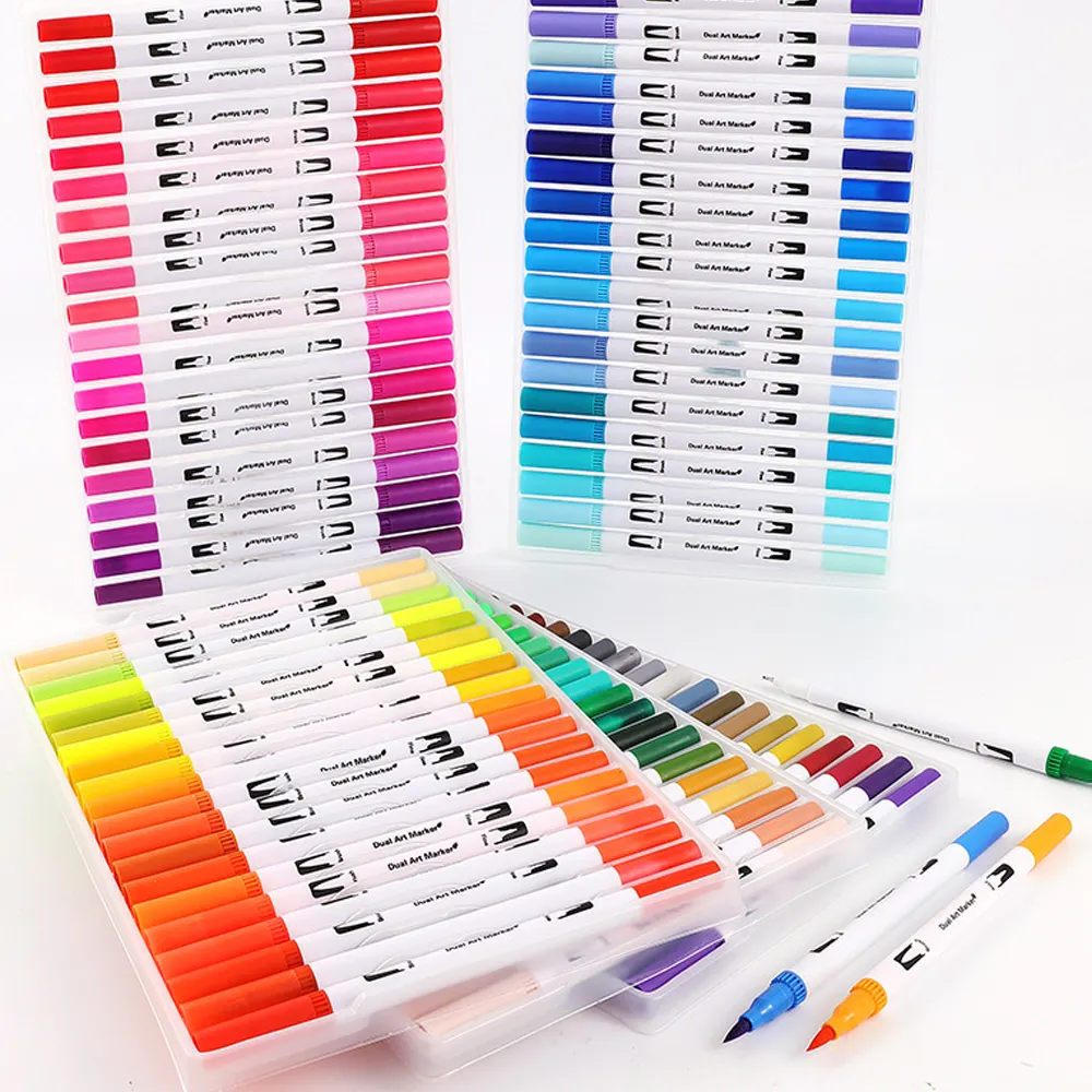 100 color soft hair comic hook line pen set Watercolor hand drawn doodle pens Washable brush pen art special marker