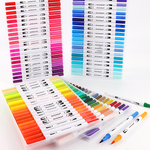 100 Warna Lembut Set Garis Kait Komik, Pena Doodle Ditarik Tangan Cat Air, Pena Kuas Dapat Dicuci, Spidol Seni Khusus - Product Image 1