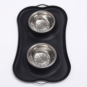 Acero inoxidable Anti slip silicio perro <span class=keywords><strong>el</strong></span> depósito de agua en forma de hueso - Product Image 1