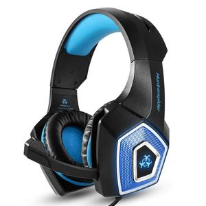 Nuevo HUNTSPIDER V1 Auriculares estéreo para videojuegos con cancelación de ruido, micrófono, luz LED para PS4, PC,PSP,Rojo Azul - Product Image 1