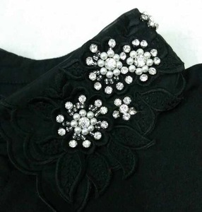 Handmade 쌍 모조 다이아몬드 레이스 고리 아플리케, 겹켜 백색 고리 아플리케 자수 손질