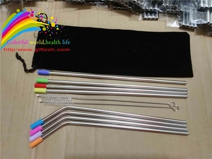 Confezione 4 cannucce in acciaio inox con punte in Silicone e spazzola in sacchetto di <span class=keywords><strong>lino</strong></span> cannucce - Product Image 5