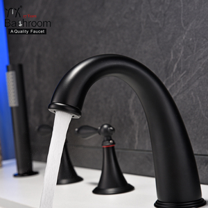Salle de bains douche pièces noms 5 trous robinet de bain mat noir robinet de baignoire - Product Image 4