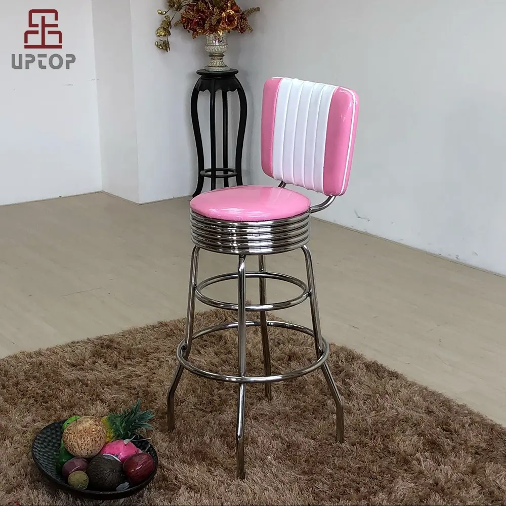 (SP-BS423) Wholesale Leather American Mid Century Retro Diner Bar Stool