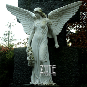 Offre Spéciale En Marbre Sculpté à la Main femme ange statue sculpture avec des ailes - Product Image 2