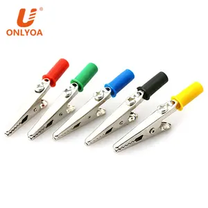 ONLYOA wholesale 50mm insulated alligator clips with screw alligator clip adapter 10A 50MM Insulated Mini Crocodile Clips