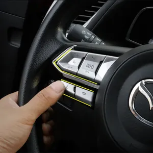 Botón de volante para coche, pegatina de cubierta de lentejuelas embellecedora para Mazda CX-5 CX5 2017 2018 2019, accesorios para coche