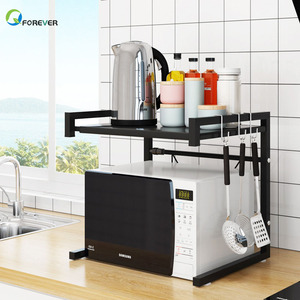 Étagère de rangement <span class=keywords><strong>pour</strong></span> four à micro-ondes à double niveau YQ FOREVER avec design en fil métallique, étagère en acier inoxydable <span class=keywords><strong>pour</strong></span> la <span class=keywords><strong>cuisine</strong></span> - Product Image 4