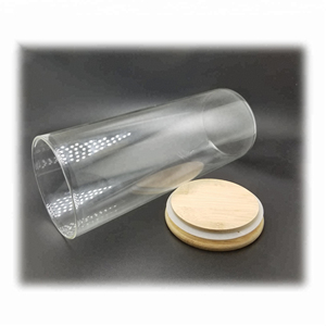 Handmade ทนความร้อนสูง borosilicate แก้ว jar พร้อมฝาไม้ไผ่ - Product Image 4