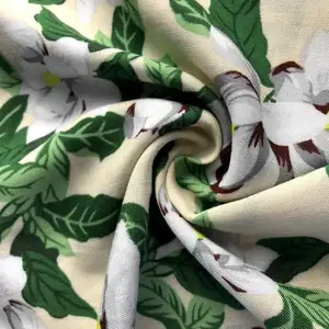 花卉设计编织粘胶100印花人造丝织物数码印花女士连衣裙