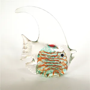 Büyük satış fantezi murano cam tropikal balık heykel