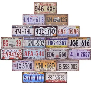 Oem customized shengye decorative license plate cheap vintage embossed decorative metal wall craft sign