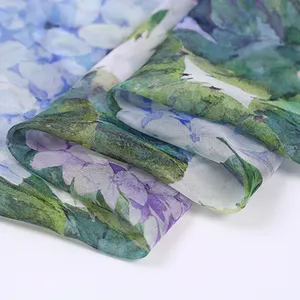 Tecido estampado floral de chiffon, puro, boa qualidade, para vestido/camisa