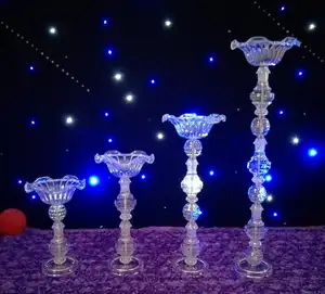 Hiasan Tengah Meja Pernikahan, Bunga Buatan Berdiri Tempat Lilin Berdiri Vas Kristal untuk Dekorasi Pesta Pernikahan