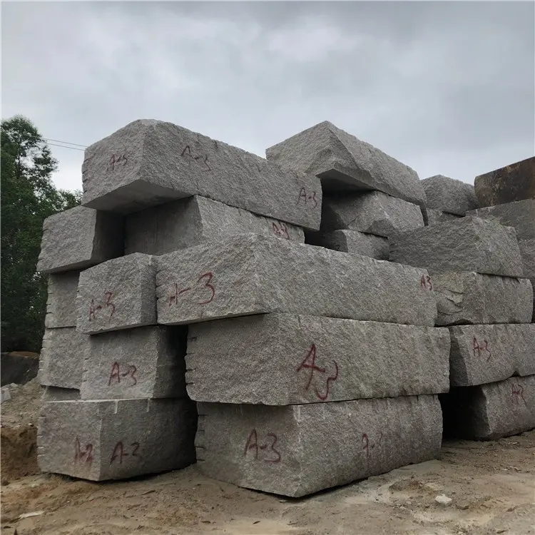 Own Quarry G603 light grey granite raw stone block on stock rough granite stone block importer for sale