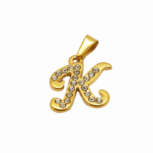 การออกแบบที่ดีที่สุด DIY เครื่องประดับสแตนเลสสตีลแฟชั่น Zircon Letter S ตัวอักษรจี้