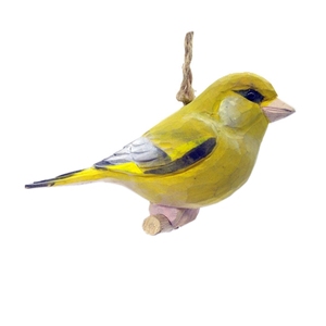 Venta al por mayor, mano tallada, de madera aves decoración greenfinch de pájaro de madera - Product Image 3