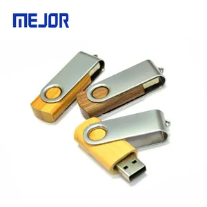 32G Twister gỗ Pendrive 8g Quà tặng khuyến mãi 4G xoay kim loại đĩa Flash 16G xoay bằng gỗ Clip ổ đĩa USB