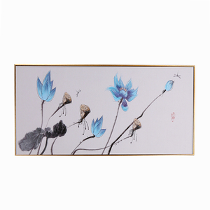 Chinois antique minimaliste <span class=keywords><strong>peinture</strong></span> été lotus étang paysage nature morte Peintures Chinoises Cadres 3D Art Mural - Product Image 3