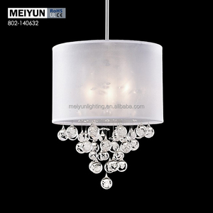 Nido de Pájaro de diseño moderno de acero inoxidable araña de cristal con cuentas de cristal tambor cortina acabado cromado - Product Image 6