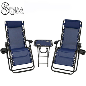 <span class=keywords><strong>2</strong></span> pcs Zéro Gravité Inclinable Jardin bain de Soleil Chaise Longue <span class=keywords><strong>Transat</strong></span> Ensemble - Product Image 2