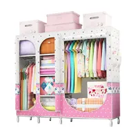 cheap simple open door portable folding non woven fabric cabinet cloth storage wardrobe for kids 2577