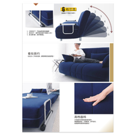 EKL-Sofá cama convertible plegable de 2 plazas con tela de lino gris para sala de estar, escuela, hotel, dormitorio, lavable, ODM OEM
