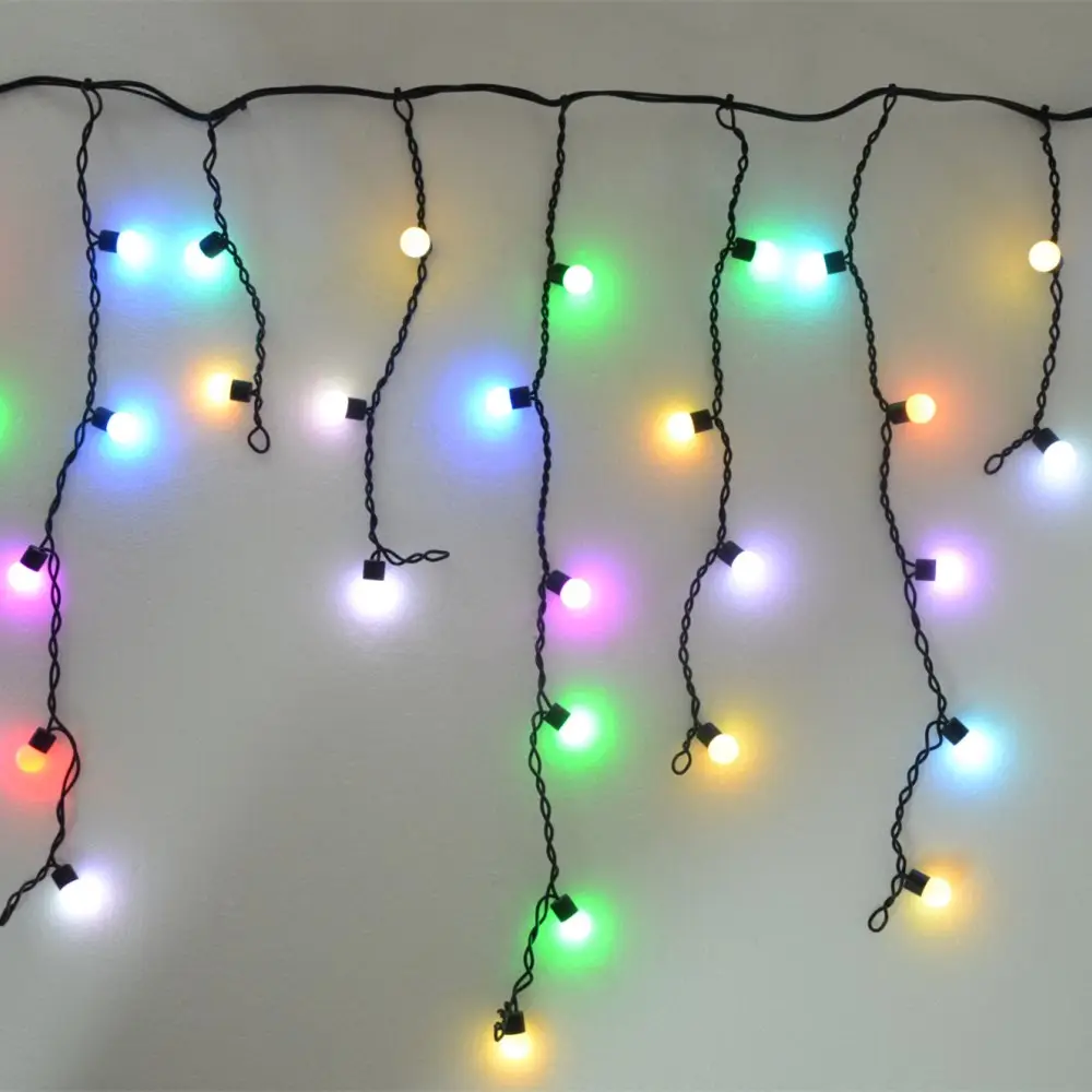 Noel festivali bahçe pvc 2m genişlik renk değiştirme topu twinkling rgb led icicle dize işıklar