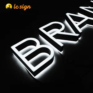Großhandel benutzer definierte transparente Acryl kante beleuchtet LED-Schilder 3d leuchtende Buchstaben Zeichen für Werbe schild