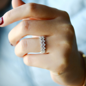 Ladies Fashion Simple Design Elegant Full Crystal Wave <strong>Ring</strong> Heart Hollow <strong>Stacked</strong> Girls Diamond <strong>Silver</strong> 925 Eternity <strong>Rings</strong> - Product Image 5