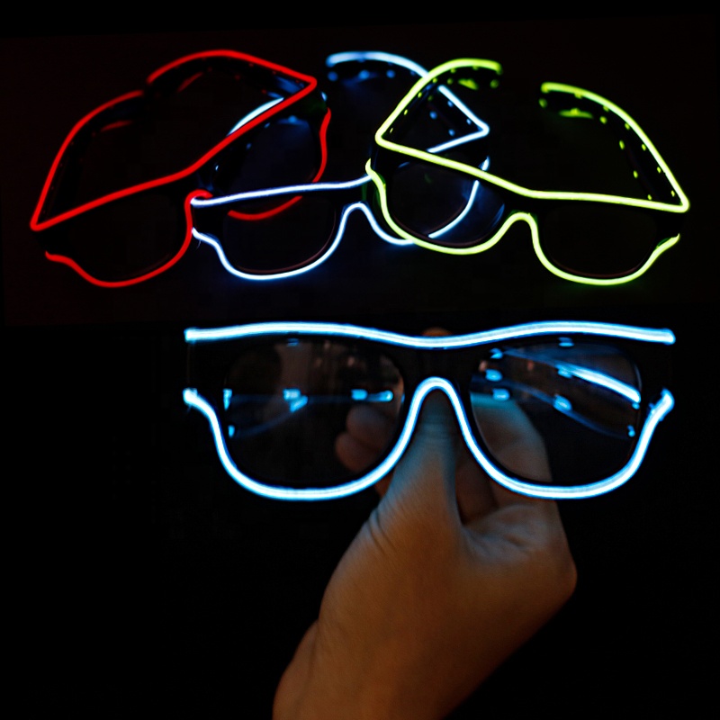 USB перезаряжаемые светящиеся светодиодные очки EL Wire для Rave, праздничные принадлежности, оптовая продажа цветных светодиодных очков EL Wire