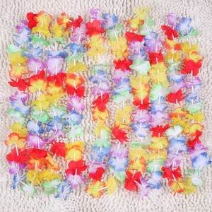 V-1076 fiori artificiali per capelli collana hawaiana arcobaleno colore ghirlanda fiori artificiali Luau Leis per la decorazione - Product Image 5