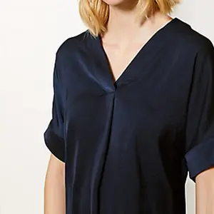 2019 China Supplier Women V-Neck Longline Short Sleeve Tunic