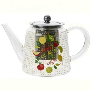 Heat Resistant Transparent Borosilicate <strong>Glass</strong> <strong>Teapot</strong> with Stainless Steel Strainer - Product Image 3