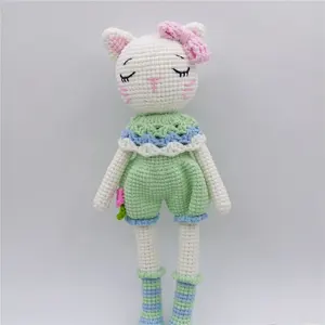 Jouet d'intérieur en peluche, animal en peluche, Crochet fait à la main, chat, Amigurumi, poupée pour enfants, 15 cm