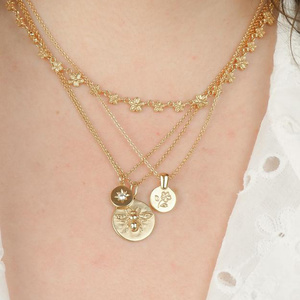 Collar Largo de Plata de Ley 925 con Colgante de Abeja en Relieve <span class=keywords><strong>Vintage</strong></span> y Oro Real - Product Image 3