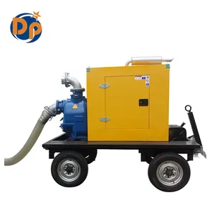 Self Priming Pump with diesel engine mounted on trailer diesel engine agriculture water pump