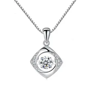 DDW47 Square 925 Sterling Silver Made With Cubic Zirconia Jewelry Turkish eye Pendant Necklace Gift