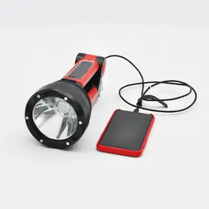 5in1 便携式探照灯狩猎手电筒超明亮输出移动电源 USB 太阳能充电 led 手持聚光灯
