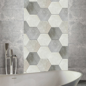 Intérieur gris d'hexagone en céramique carreaux de sol - Product Image 1