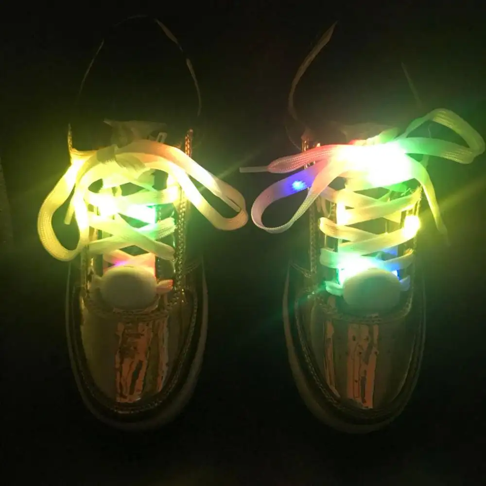 Mejor Precio artículos intermitente blanco los cordones de los zapatos brillantes zapatos de encaje de luz