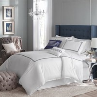Ensemble de draps de lit en coton égyptien 400TC brodés pour hôtel, linge de lit pour hôtel étoilé, vente en gros