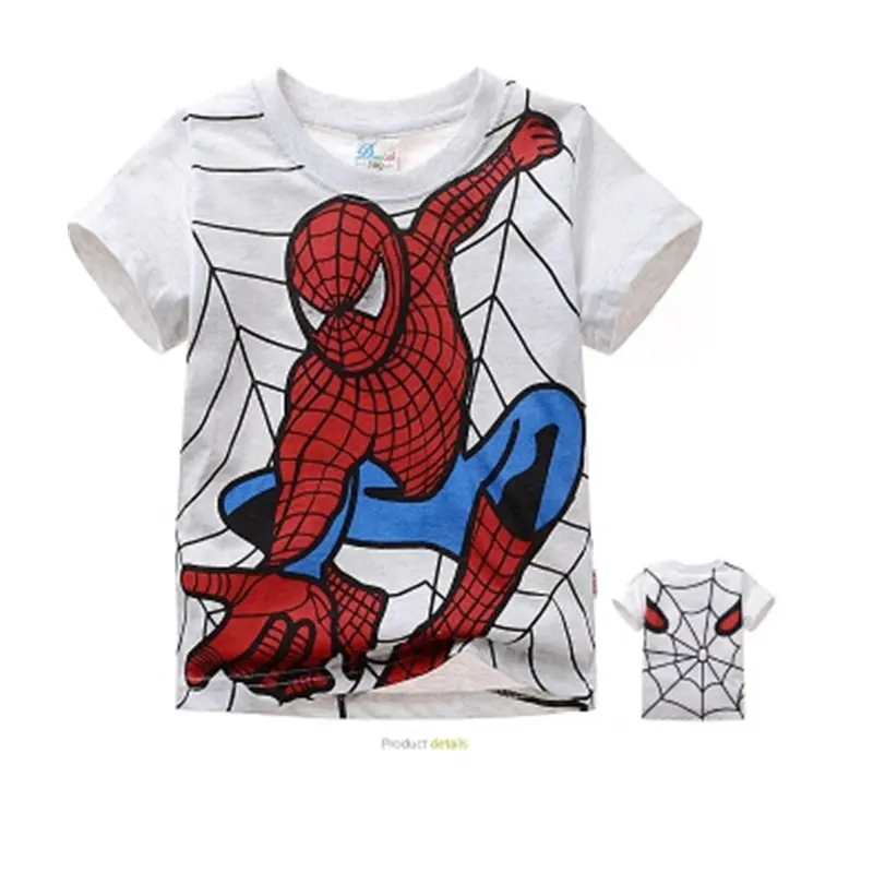 Çocuk giyim giyim kısa kollu tişört ile örümcek adam baskılı % 100% pamuk kumaş çocuk Boys için çin üretici