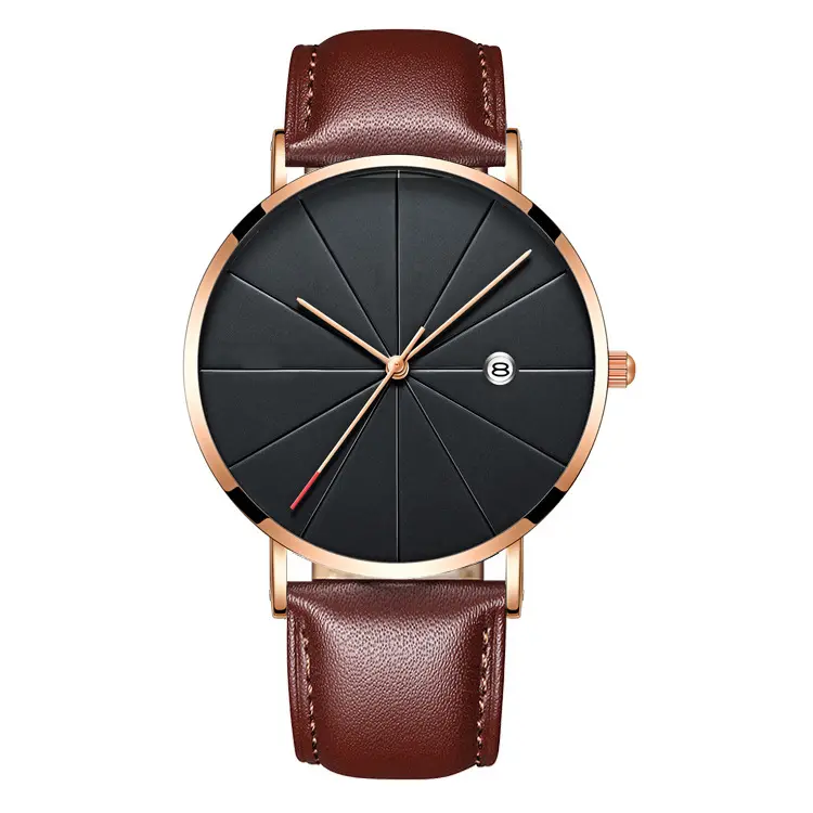 Fashion large dial ultra-thin belt calendar classic simple men's Watch