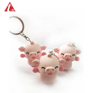 <span class=keywords><strong>dessin</strong></span> animé cochon jouet porte-clés en silicone souple en caoutchouc pvc 3D cochon porte-clés en caoutchouc porte-clés - Product Image 3
